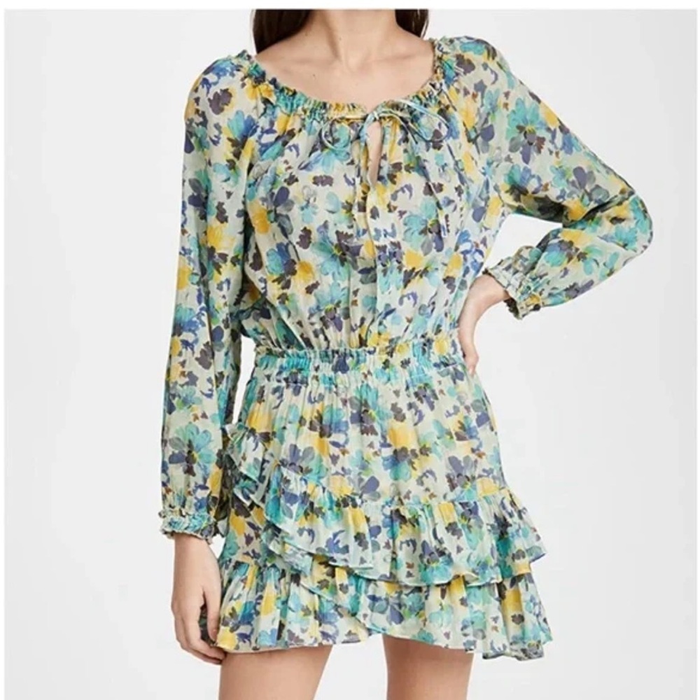LoveShackFancy Multicolor Floral Long Sleeve Dress. Size S
